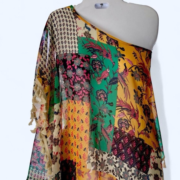 Multicolor Patchwork One-Shoulder Shawl - Picture 1 of 3